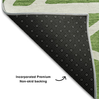Piper Looms Mayfield Geometric AMF1040 Green Machine Washable Area Rug Backing Image