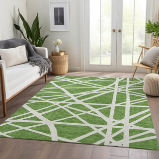 Piper Looms Mayfield Geometric AMF1040 Green Machine Washable Area Rug Lifestyle Image Feature