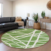Piper Looms Mayfield Geometric AMF1040 Green Machine Washable Area Rug Round Lifestyle Image Feature