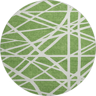 Piper Looms Mayfield Geometric AMF1040 Green Machine Washable Area Rug Round Main Image