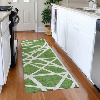 Piper Looms Mayfield Geometric AMF1040 Green Machine Washable Area Rug Runner Lifestyle Image Feature