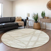 Piper Looms Mayfield Geometric AMF1040 Ivory Machine Washable Area Rug Round Lifestyle Image Feature
