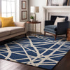 Piper Looms Mayfield Geometric AMF1040 Navy Machine Washable Area Rug Lifestyle Image Feature