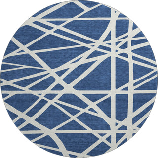 Piper Looms Mayfield Geometric AMF1040 Navy Machine Washable Area Rug Round Main Image