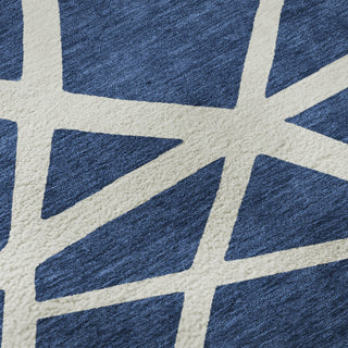 Piper Looms Mayfield Geometric AMF1040 Navy Machine Washable Area Rug Swatch Image