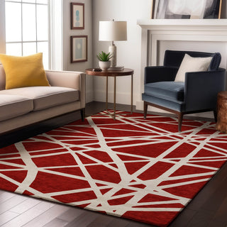 Piper Looms Mayfield Geometric AMF1040 Red Machine Washable Area Rug Lifestyle Image Feature