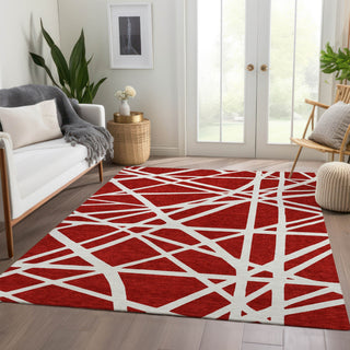 Piper Looms Mayfield Geometric AMF1040 Red Machine Washable Area Rug Lifestyle Image Feature