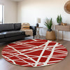 Piper Looms Mayfield Geometric AMF1040 Red Machine Washable Area Rug Round Lifestyle Image Feature