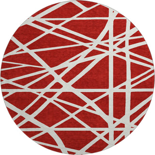 Piper Looms Mayfield Geometric AMF1040 Red Machine Washable Area Rug Round Main Image