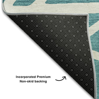 Piper Looms Mayfield Geometric AMF1040 Teal Machine Washable Area Rug Backing Image