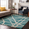 Piper Looms Mayfield Geometric AMF1040 Teal Machine Washable Area Rug Lifestyle Image Feature