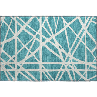 Piper Looms Mayfield Geometric AMF1040 Teal Machine Washable Area Rug Scatter Main Image