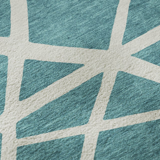 Piper Looms Mayfield Geometric AMF1040 Teal Machine Washable Area Rug Swatch Image