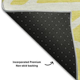 Piper Looms Mayfield Geometric AMF1040 Yellow Machine Washable Area Rug Backing Image