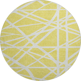 Piper Looms Mayfield Geometric AMF1040 Yellow Machine Washable Area Rug Round Main Image