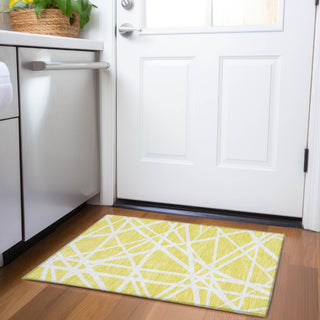 Piper Looms Mayfield Geometric AMF1040 Yellow Machine Washable Area Rug Scatter Lifestyle Image Feature