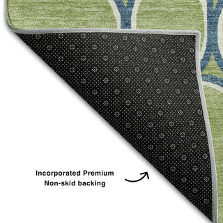 Piper Looms Mayfield Circles AMF1041 Aloe Machine Washable Area Rug Backing Image
