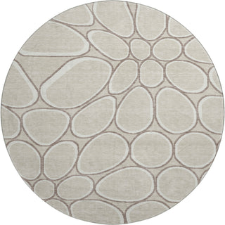 Piper Looms Mayfield Circles AMF1041 Beige Machine Washable Area Rug Round Main Image