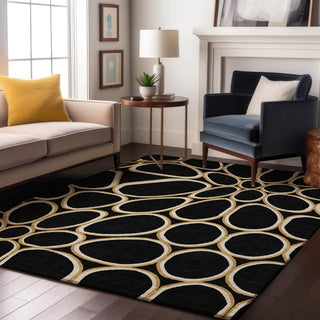 Piper Looms Mayfield Circles AMF1041 Black Machine Washable Area Rug Lifestyle Image Feature
