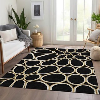 Piper Looms Mayfield Circles AMF1041 Black Machine Washable Area Rug Lifestyle Image Feature