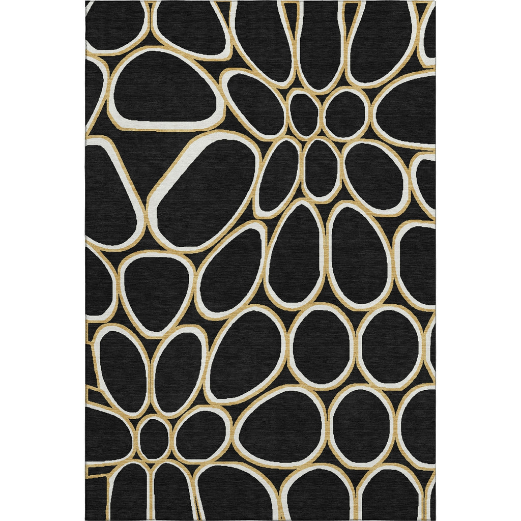Piper Looms Mayfield Circles AMF1041 Black Machine Washable Area Rug main image