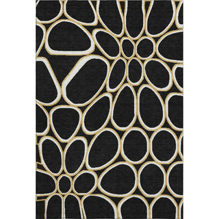 Piper Looms Mayfield Circles AMF1041 Black Machine Washable Area Rug main image