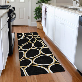 Piper Looms Mayfield Circles AMF1041 Black Machine Washable Area Rug Runner Lifestyle Image Feature