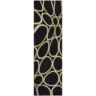 Piper Looms Mayfield Circles AMF1041 Black Machine Washable Area Rug Runner Main Image