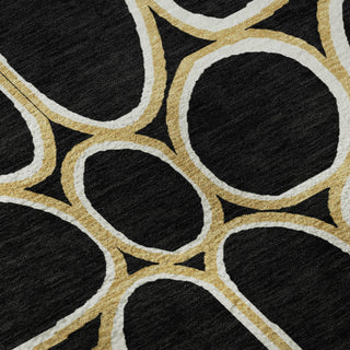Piper Looms Mayfield Circles AMF1041 Black Machine Washable Area Rug Swatch Image