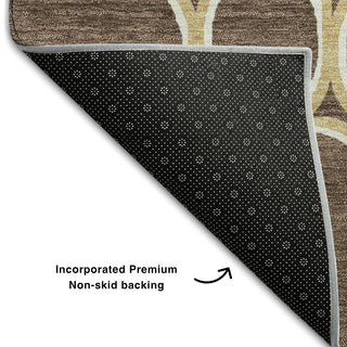 Piper Looms Mayfield Circles AMF1041 Brown Machine Washable Area Rug Backing Image