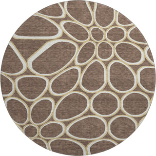 Piper Looms Mayfield Circles AMF1041 Brown Machine Washable Area Rug Round Main Image