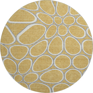 Piper Looms Mayfield Circles AMF1041 Gold Machine Washable Area Rug Round Main Image