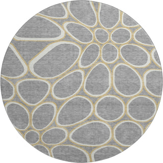 Piper Looms Mayfield Circles AMF1041 Gray Machine Washable Area Rug Round Main Image