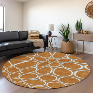 Piper Looms Mayfield Circles AMF1041 Paprika Machine Washable Area Rug Round Lifestyle Image Feature