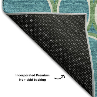Piper Looms Mayfield Circles AMF1041 Teal Machine Washable Area Rug Backing Image