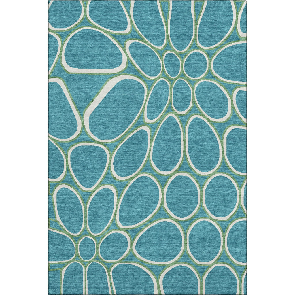 Piper Looms Mayfield Circles AMF1041 Teal Machine Washable Area Rug main image