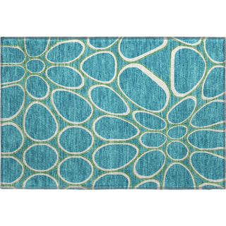 Piper Looms Mayfield Circles AMF1041 Teal Machine Washable Area Rug Scatter Main Image