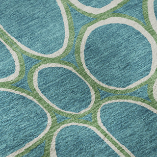Piper Looms Mayfield Circles AMF1041 Teal Machine Washable Area Rug Swatch Image