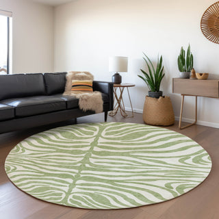 Piper Looms Mayfield Animal Print AMF1042 Aloe Machine Washable Area Rug Round Lifestyle Image Feature