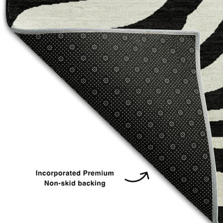 Piper Looms Mayfield Animal Print AMF1042 Black Machine Washable Area Rug Backing Image