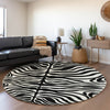 Piper Looms Mayfield Animal Print AMF1042 Black Machine Washable Area Rug Round Lifestyle Image Feature