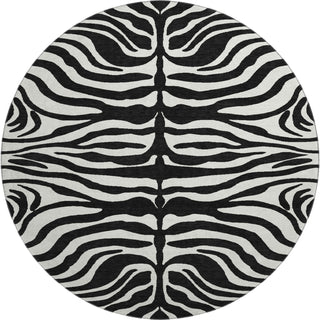 Piper Looms Mayfield Animal Print AMF1042 Black Machine Washable Area Rug Round Main Image