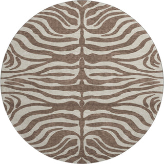 Piper Looms Mayfield Animal Print AMF1042 Brown Machine Washable Area Rug Round Main Image