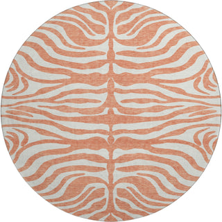 Piper Looms Mayfield Animal Print AMF1042 Coral Machine Washable Area Rug Round Main Image