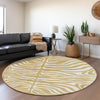 Piper Looms Mayfield Animal Print AMF1042 Gold Machine Washable Area Rug Round Lifestyle Image Feature