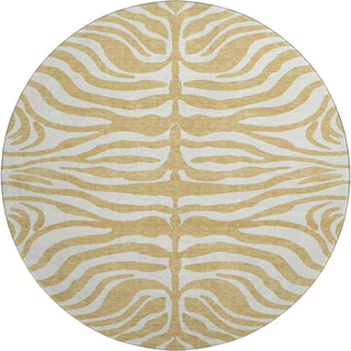Piper Looms Mayfield Animal Print AMF1042 Gold Machine Washable Area Rug Round Main Image