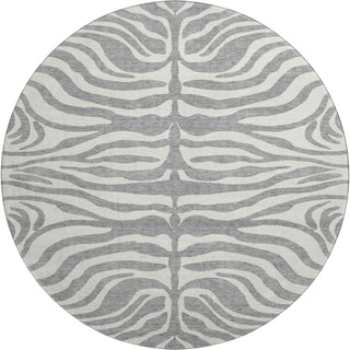 Piper Looms Mayfield Animal Print AMF1042 Gray Machine Washable Area Rug Round Main Image