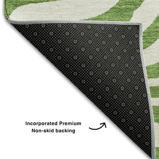 Piper Looms Mayfield Animal Print AMF1042 Green Machine Washable Area Rug Backing Image