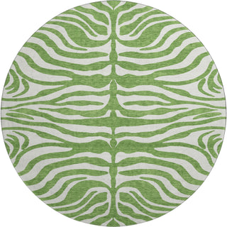 Piper Looms Mayfield Animal Print AMF1042 Green Machine Washable Area Rug Round Main Image