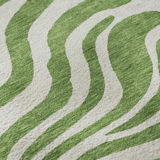 Piper Looms Mayfield Animal Print AMF1042 Green Machine Washable Area Rug Swatch Image